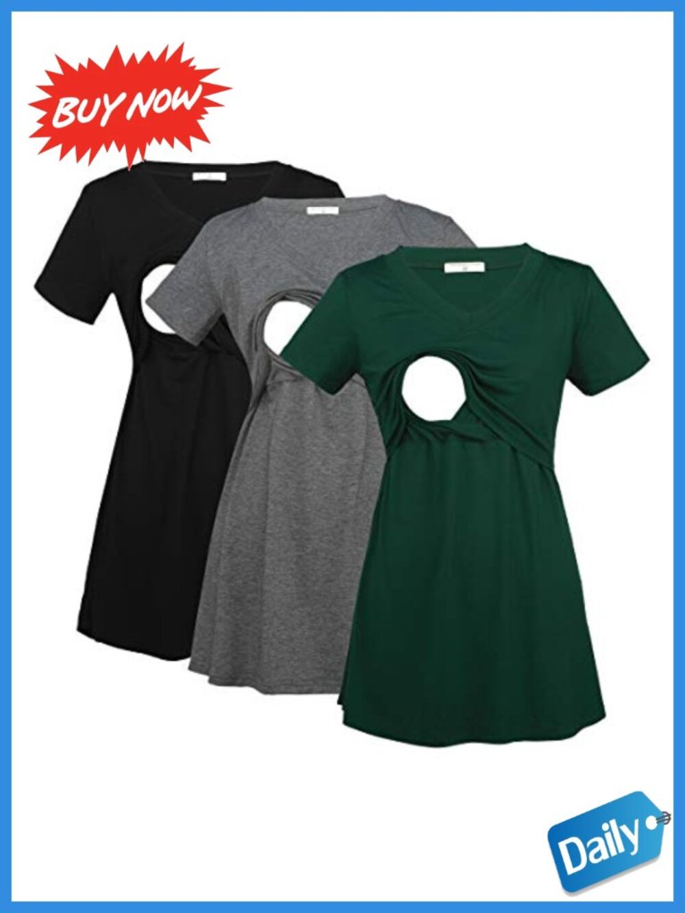 V neck nursing top maternity breastfeeding tee short sleeve rayon